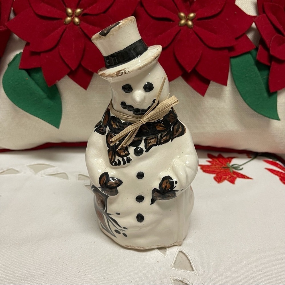 Hawaiian Tapa Floral Design Snowman Holiday Decor Pohaku Kiln Hawaii 80’s